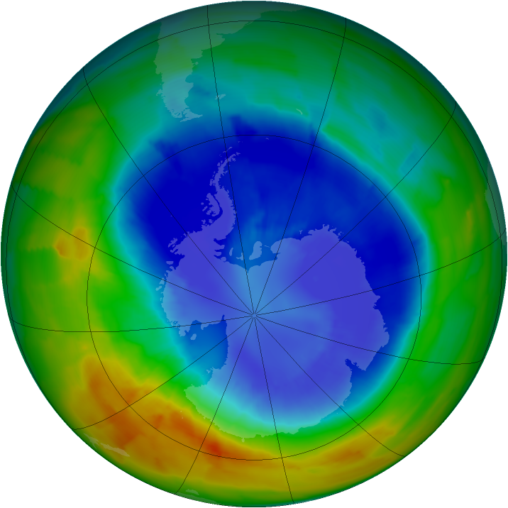 Antarctic ozone map for 09 September 2012